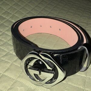Nordstrom Black Belt with Silver Buckle